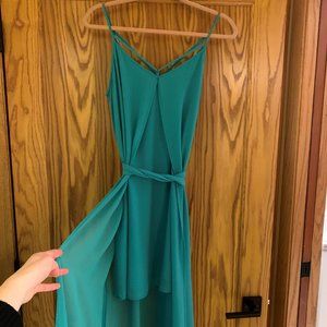 Turquoise short-long dress